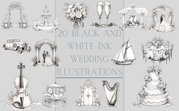 20 Black and White Wedding Graphics for Timeless Design