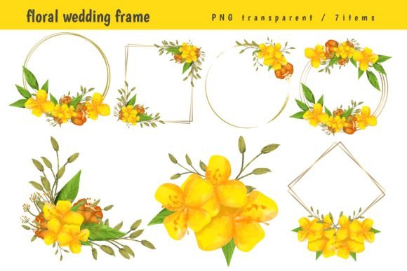 Brighten Your Designs with Yellow Wedding Flower Illustrations