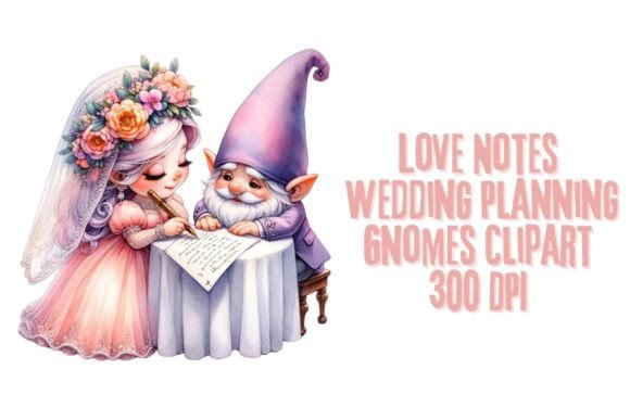 Charming Wedding Gnomes Clipart for Whimsical Stationery