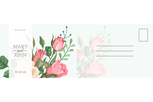 Elegant Pink Rose Design: A Romantic Postcard Template