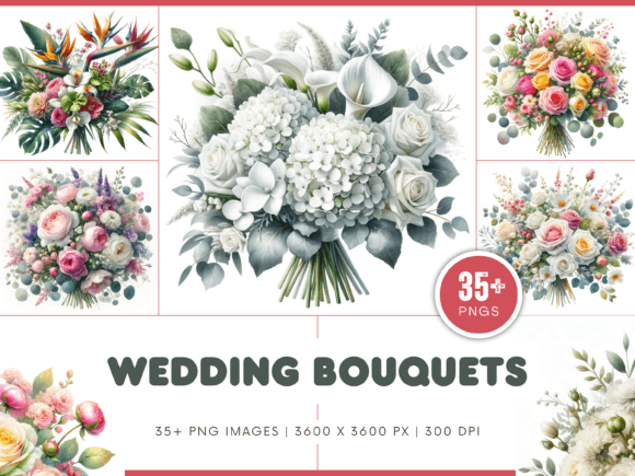 Elegant Wedding Bouquets Clipart: Your Design Toolkit