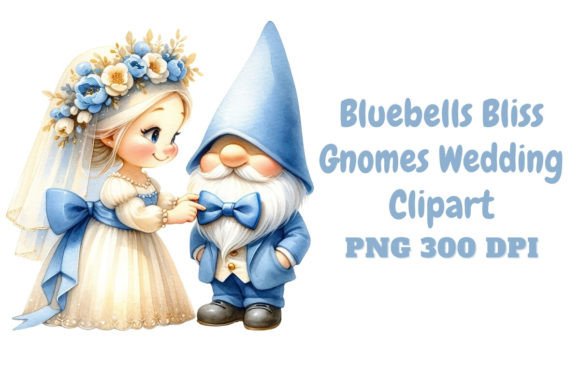 Enchant Your Designs with Bluebells Bliss Gnomes Wedding Clipart