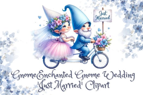 Enchanting Gnome Wedding Clipart: Your 'Just Married' Design Solution