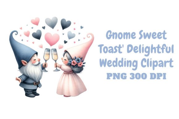 Gnome Sweet Toast: Whimsical Wedding Clipart for Designs