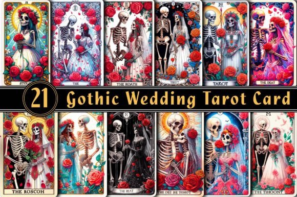 Gothic Wedding Tarot Card PNG: Dark Elegance for Your Designs