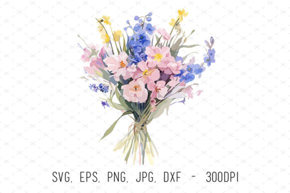 Soft and Dreamy Pastel Floral Bouquet Clipart for Projects