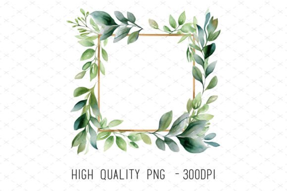 Watercolor Eucalyptus Frames for Wedding Stationery