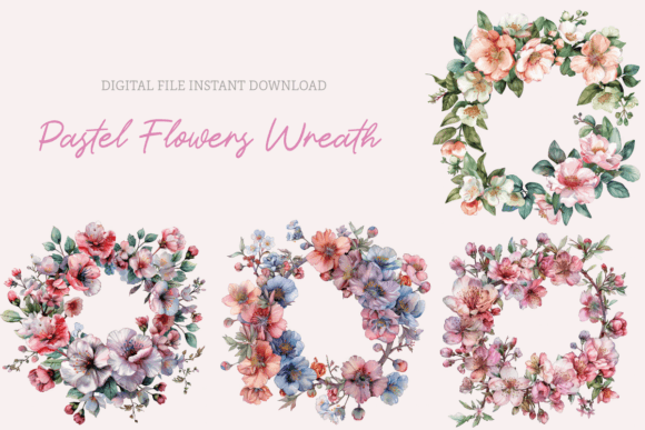 Watercolor Floral Wreath Clipart for Wedding & DIY Projects