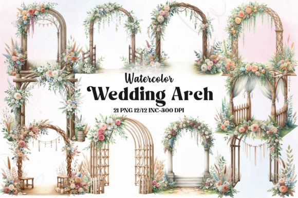 Watercolor Wedding Arch Clipart Bundle: Creative Elements for Designers