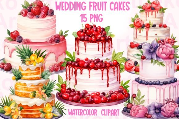 Wedding Fruit Cakes Clipart: A Touch of Whimsy for Your Designs