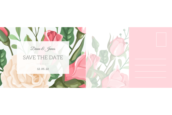 Wedding Postcard. Summer Bouquet Elegant Design Inspiration